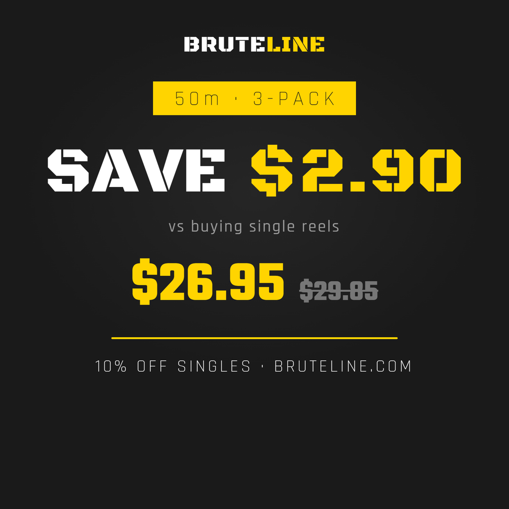 BruteLine 80 50m 3-pack: save $2.90 vs buying single reels, 10% off