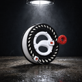 BruteLine 80 fully spooled stringline winder with 150m of white braided line: black spool, white grip handle and red winding knob, studio shot