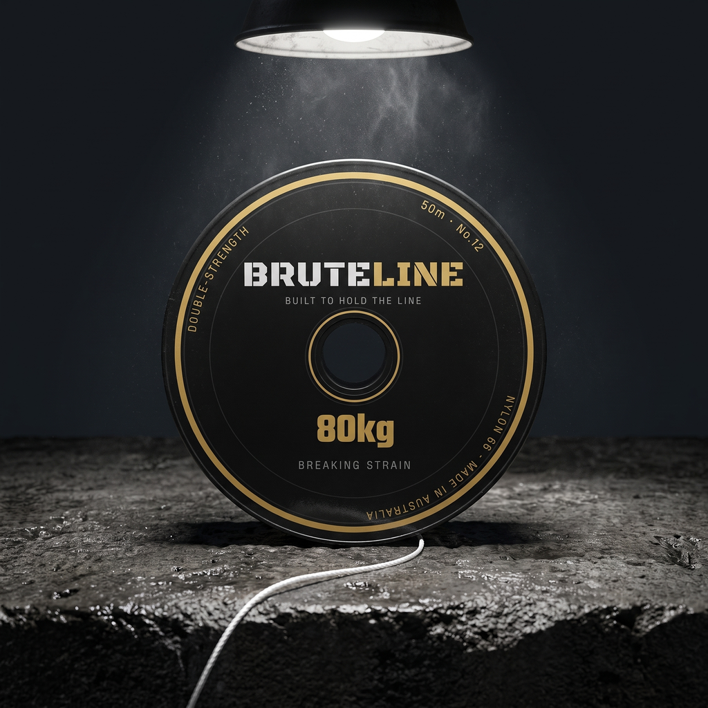 BruteLine 80 50m bricklayer's stringline reel, white Nylon 66 line, 80kg breaking strain