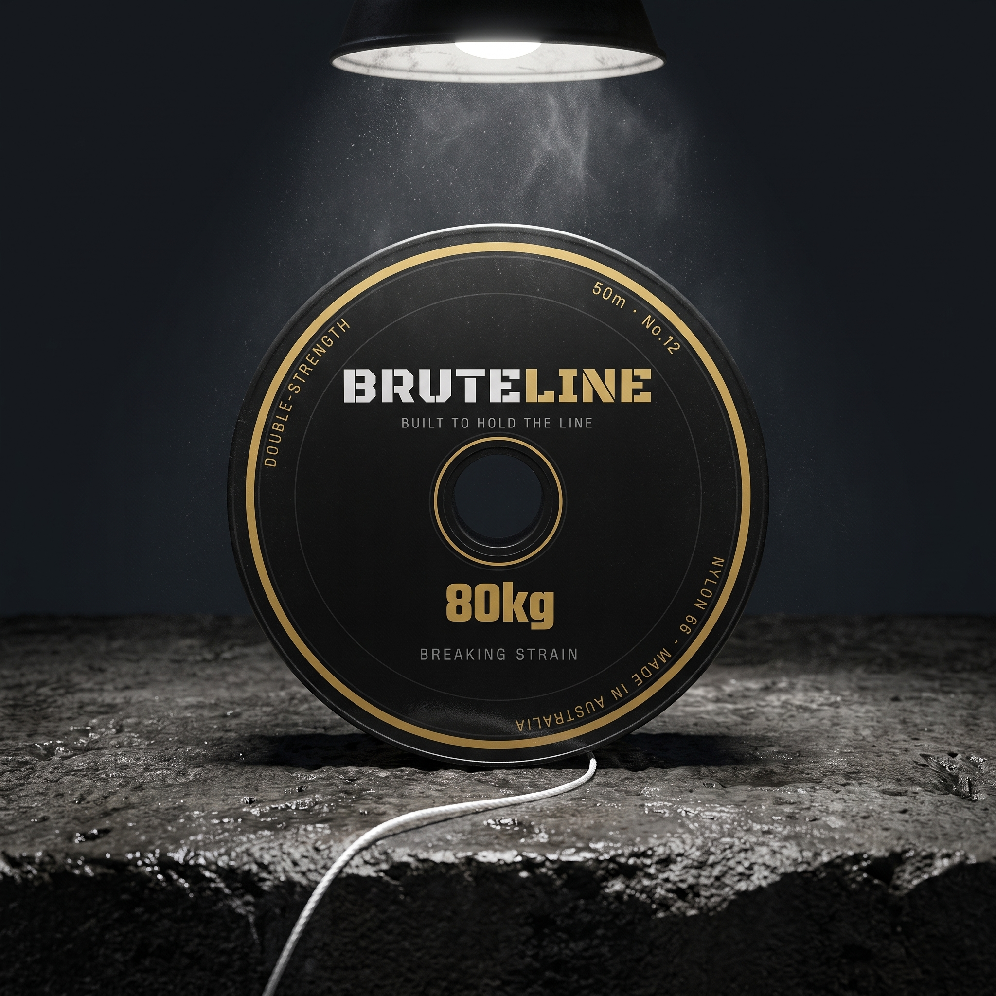 BruteLine 80 50m bricklayer's stringline reel, white Nylon 66 line, 80kg breaking strain