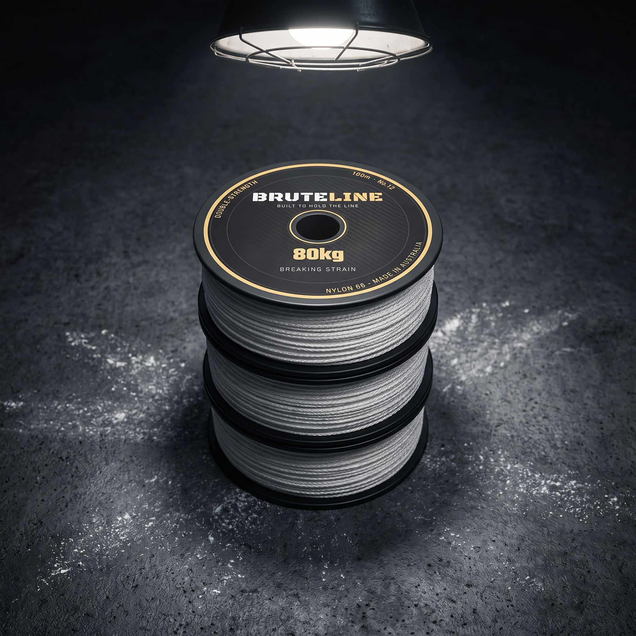 Three BruteLine 80 100m stringline reels stacked