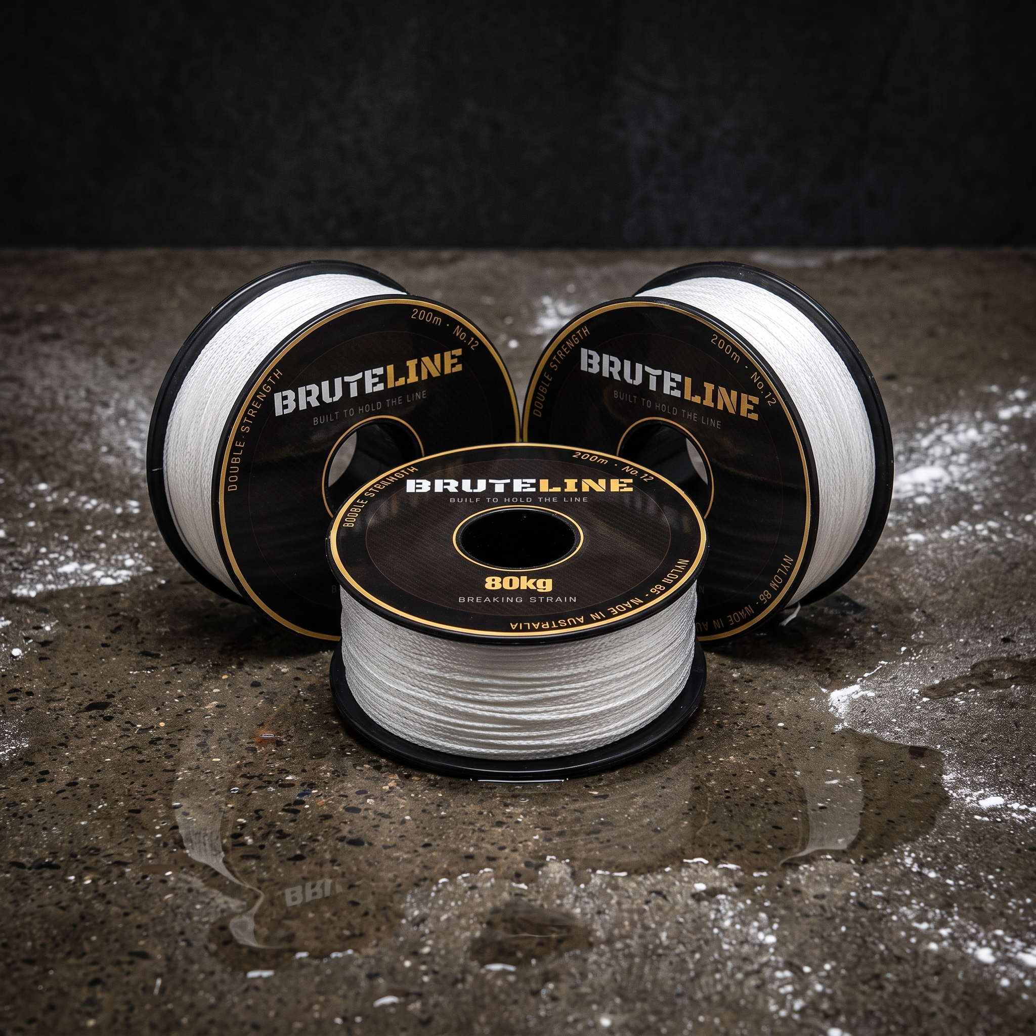 BruteLine 80 200m stringline 3-pack, three reels of white Nylon 66 line